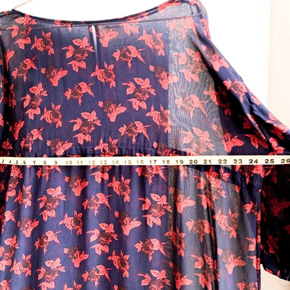 madewell sheer long sleeve floral print dress - Picture 2 of 6